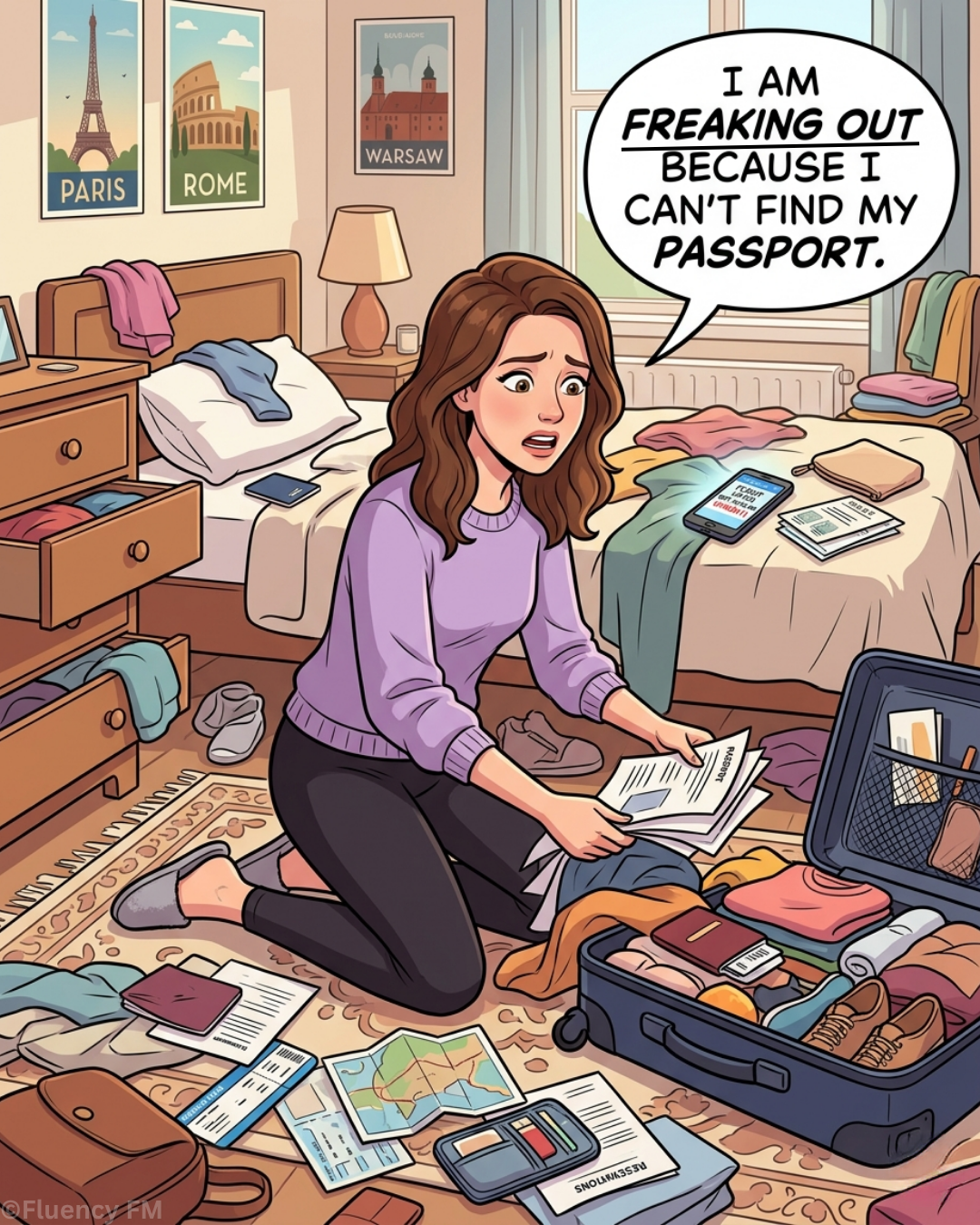 Comic scene illustrating freaking out